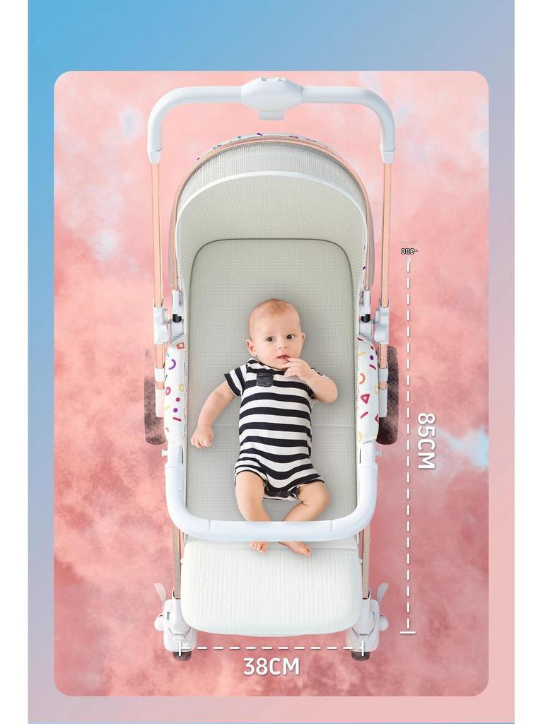 Elevated Baby Stroller: Reclining, Lightweight, Foldable, Two-Way Shock Absorption for Newborns