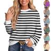 Ladies' Casual Loose Tunic Tops Crewneck Knitted Ribbed Shirts Printing Long Sleeve  Pullover Top