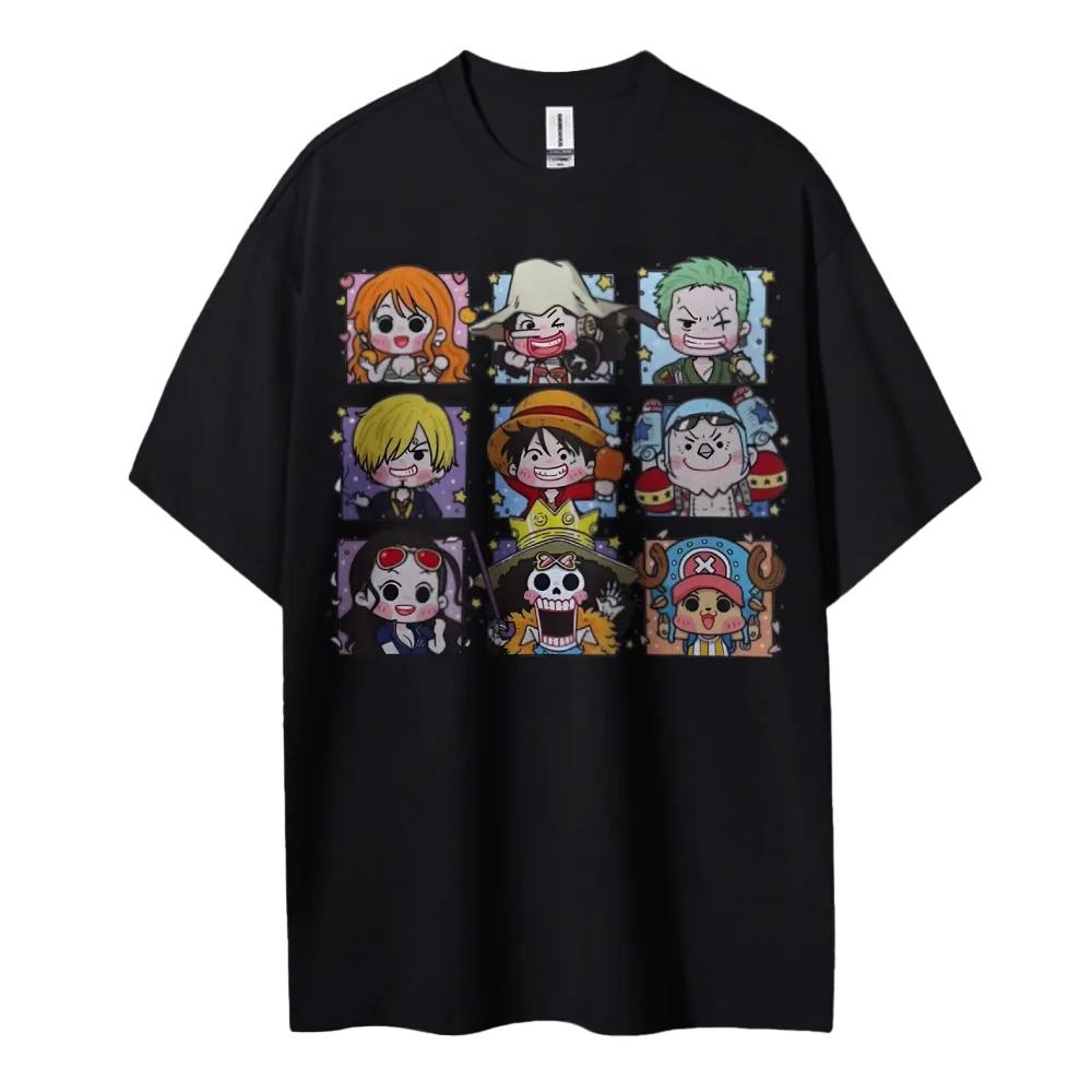 ONE PIECE Peripheral Products Mens Oversized Tshirt Street Version Mens and Womens Summer Casual Trendy Brand Top Colthing
