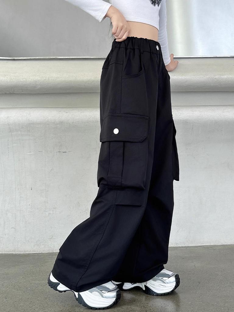 Девочковые брюки карго - Новый стиль 2025, Весна и Осень, Свободные прямые штанины для детей среднего и старшего возраста, Идеально подходят для танцев и летней носки.
