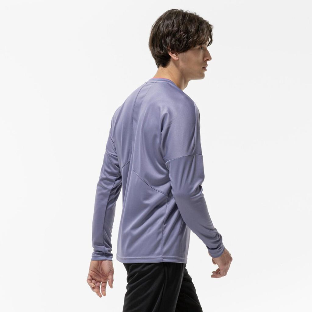 Tennis Wear Long Sleeve Practice Granite Size 62JAC542 T-Shirt, Moisture-Wicking, Quick-Drying, Unisex, Gray, XS,