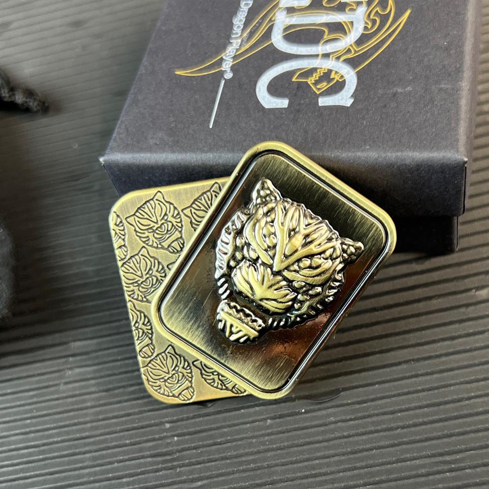 Голова Тигра Fidget Механический Слайдер Магнитная Толкающая Карточка Толкающая Пластина Тактильная Монета Сенсорная Игрушка EDC Металлическая Игрушка для Снятия Стресса