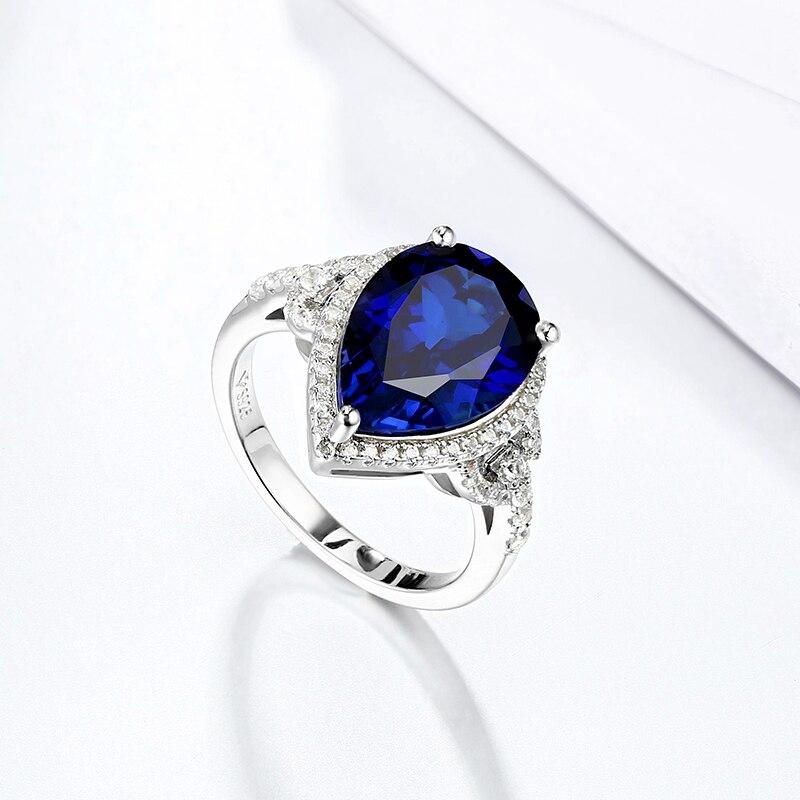 Blue Sapphire Real Silver Women 'S Ring 6 .8 Carats Created Royal Blue Sapphire Classic Exquisite Style Jewelry Design