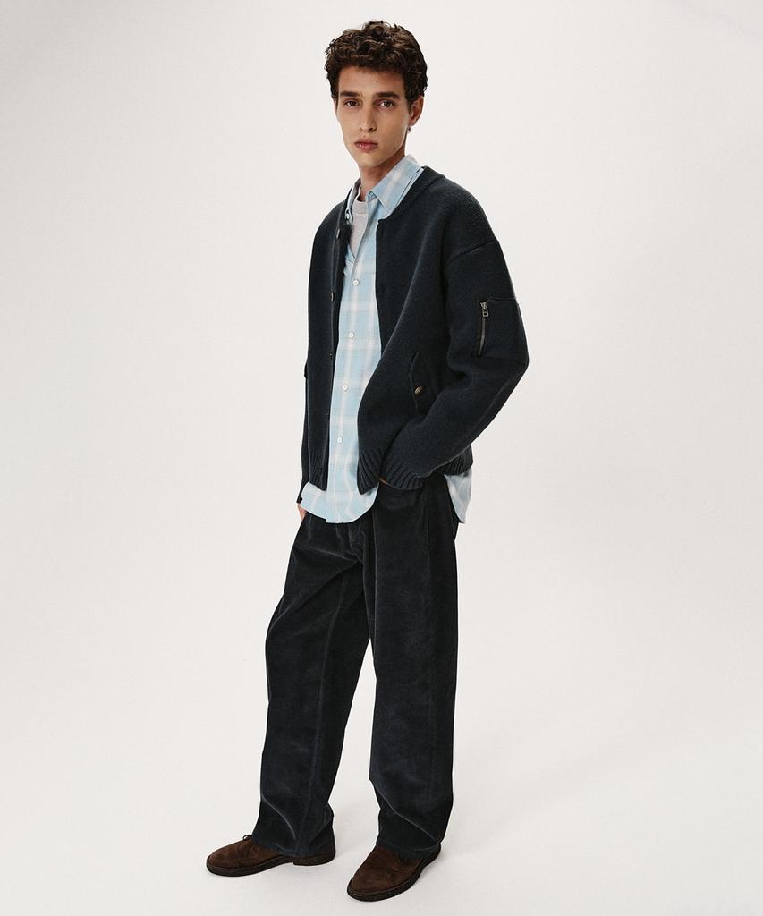 Shirter Chunky Yarn Heavy Cardigan (Steel Navy)