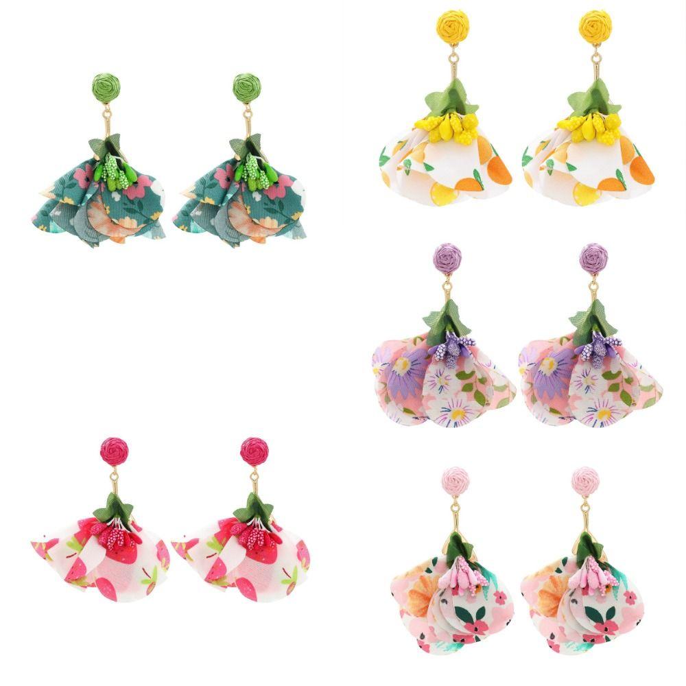 Sweet Flower Dangle Earrings Exaggerated Petals Stud Earrings Romantic Beach Earrings  Vacation