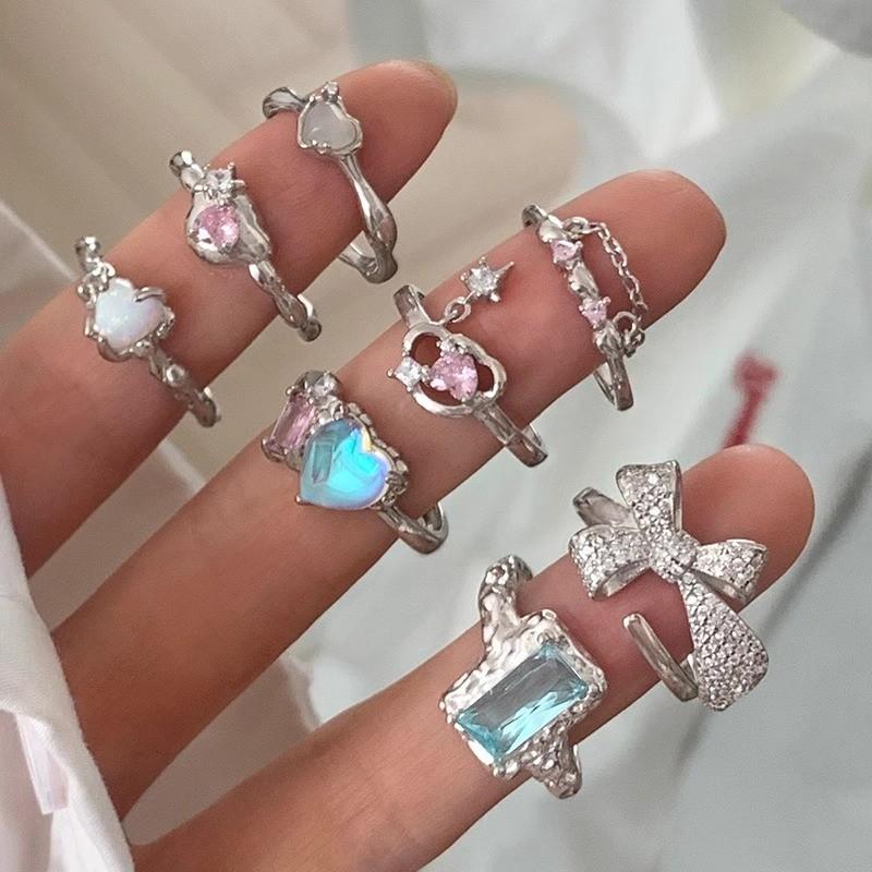 Регулируемое кольцо в виде сердца и художественного облака для женщин, стильная медная бижутерия с уникальным дизайном