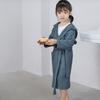 Детский махровый халат с капюшоном, поясом и карманом, плотный, мягкий, быстро впитывающий воду, однотонный
