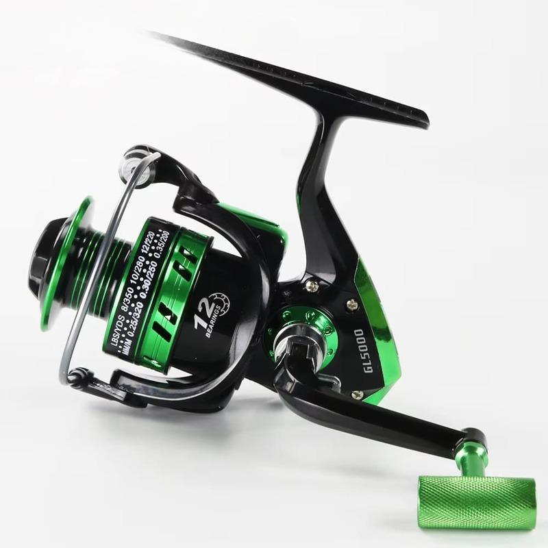 Новая рыболовная катушка для спиннинга 12BB 5.5:1 цельнометаллическая катушка Baitcaster рыболовная катушка для спиннинга серебристая и черная серия 1000-7000