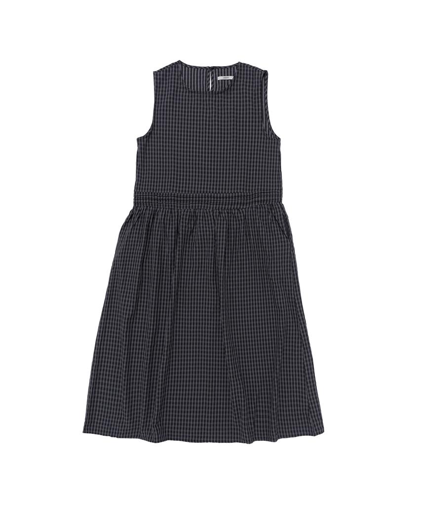 Cargo Bros For Woman Vintage Check Long Dress (Navy)