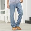 Лето-весна, мягкие мужские джинсы, модные свободные прямые брюки, повседневные брюки с талией, большие размеры 28-30