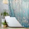 Enchanted Forest Shower Curtain, Vibrant Fairytale Woodland Jungle with Tree Bird Flowers Plant Fabric Christmas Curtains for