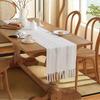 1PC Rustic Linen Table Runner Farmhouse Style Table Long Embroidered Table With HandTassels Dresser Decor Dining Room Decoration