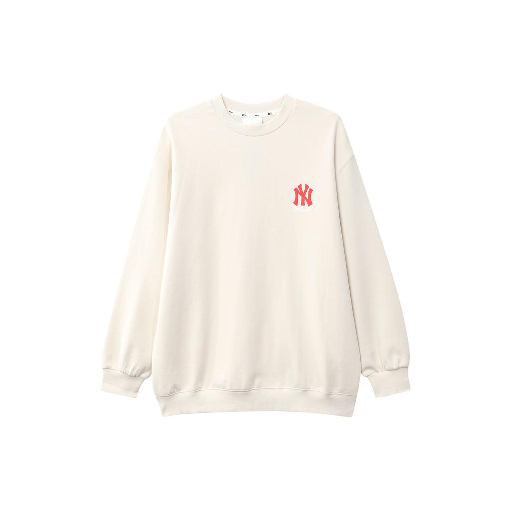 MLB New York Yankees Logo Print Loose Fit Crewneck Sweatshirt Unisex sweatshirt Ivory 31MT04941-50I