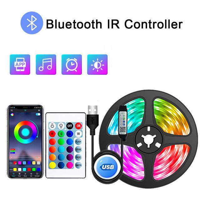 Светодиодная лента RGB 5050 Bluetooth APP ИК-пульт дистанционного управления Гибкая лампа Лента диодная для украшения комнаты для вечеринки на фестивале
