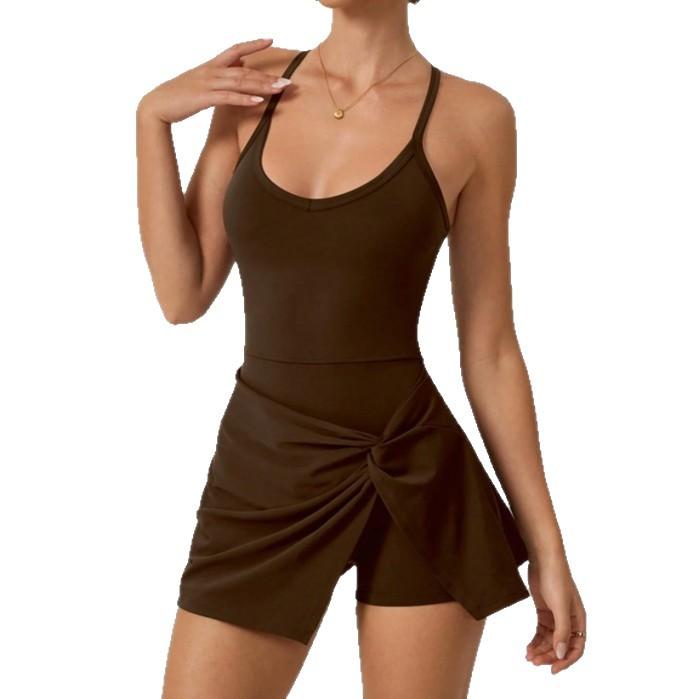 Brocade Silk 5-Color Anti-Light Kink Sports Dress Yoga Tennis Skirt Fitness Clothes Women