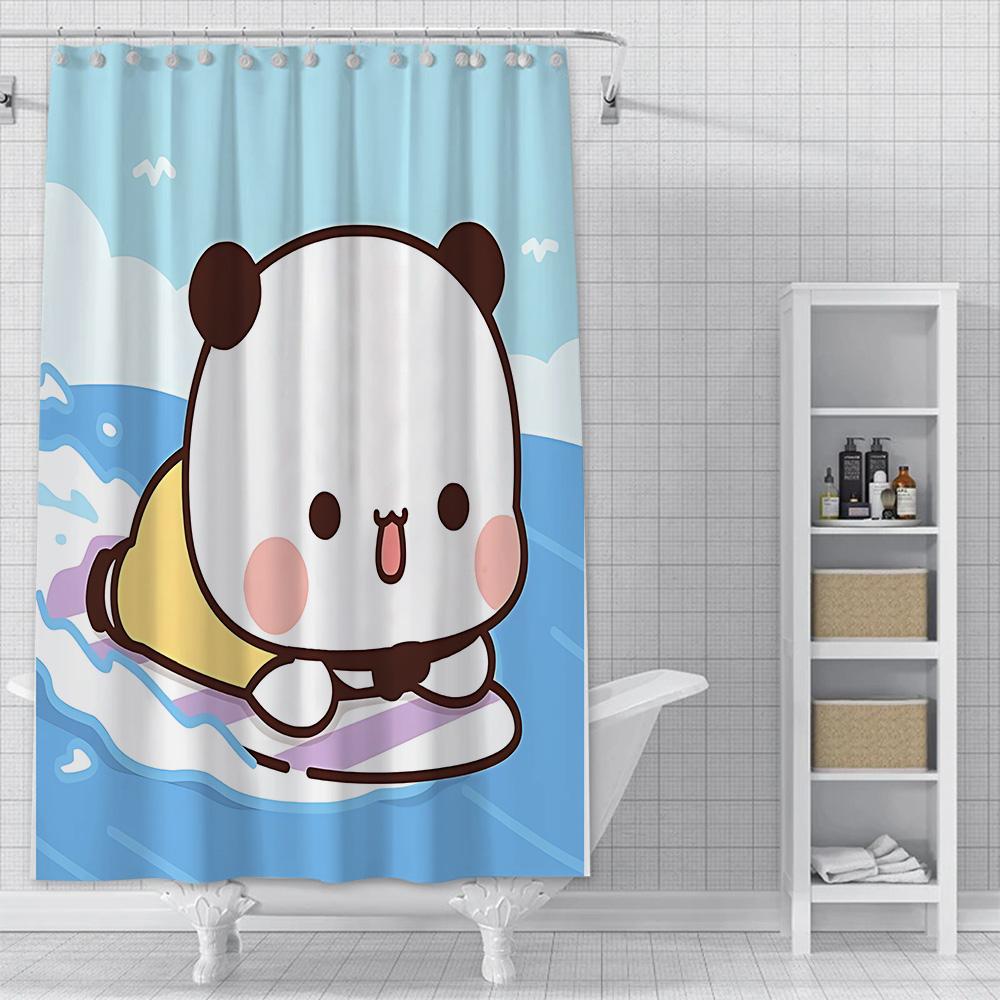 Shower Curtain Waterproof Polyester Fabric Paint Colorful Cartoon Q-Quarto B-Bubu Bath Curtains Home Bathroom Decor With Hook