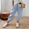 Fashion Cotton Linen Loose Casual Pants Women Plus Size Pocket Elastic Waist Wide Leg Pants Woman Solid Vintage Simple Office Ladies Trousers 24539
