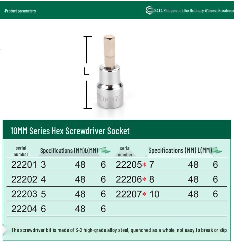 10 мм Шестигранная насадка S2 Головка для маховика Трещоточный ключ Инструмент