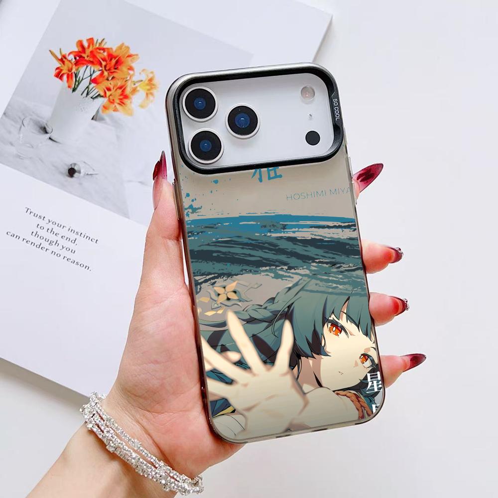 Крутой Чехол для Телефона ZZZ в Стиле Аниме Для iPhone 17 16 15 14 13 12 11 Pro Max Черно-Фиолетовый Матовый Лазерный Металлик Аврора Funda
