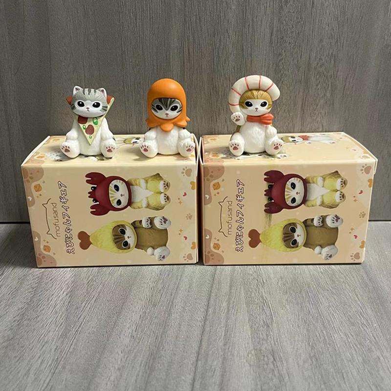 Mofusand Акула Кот Морские животные Слепая коробка Фрукты Фигурки кошек Игрушки Украшения Куклы Вентиляторы Дети Подарок