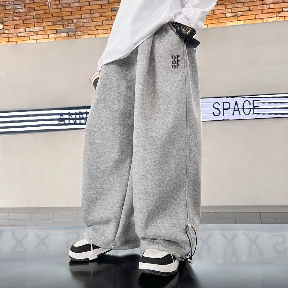 Коллекция повседневных брюк свободного кроя с расклешенными бретелями для мальчиков весна-осень, модные брюки с перекрестными бретелями для больших детей