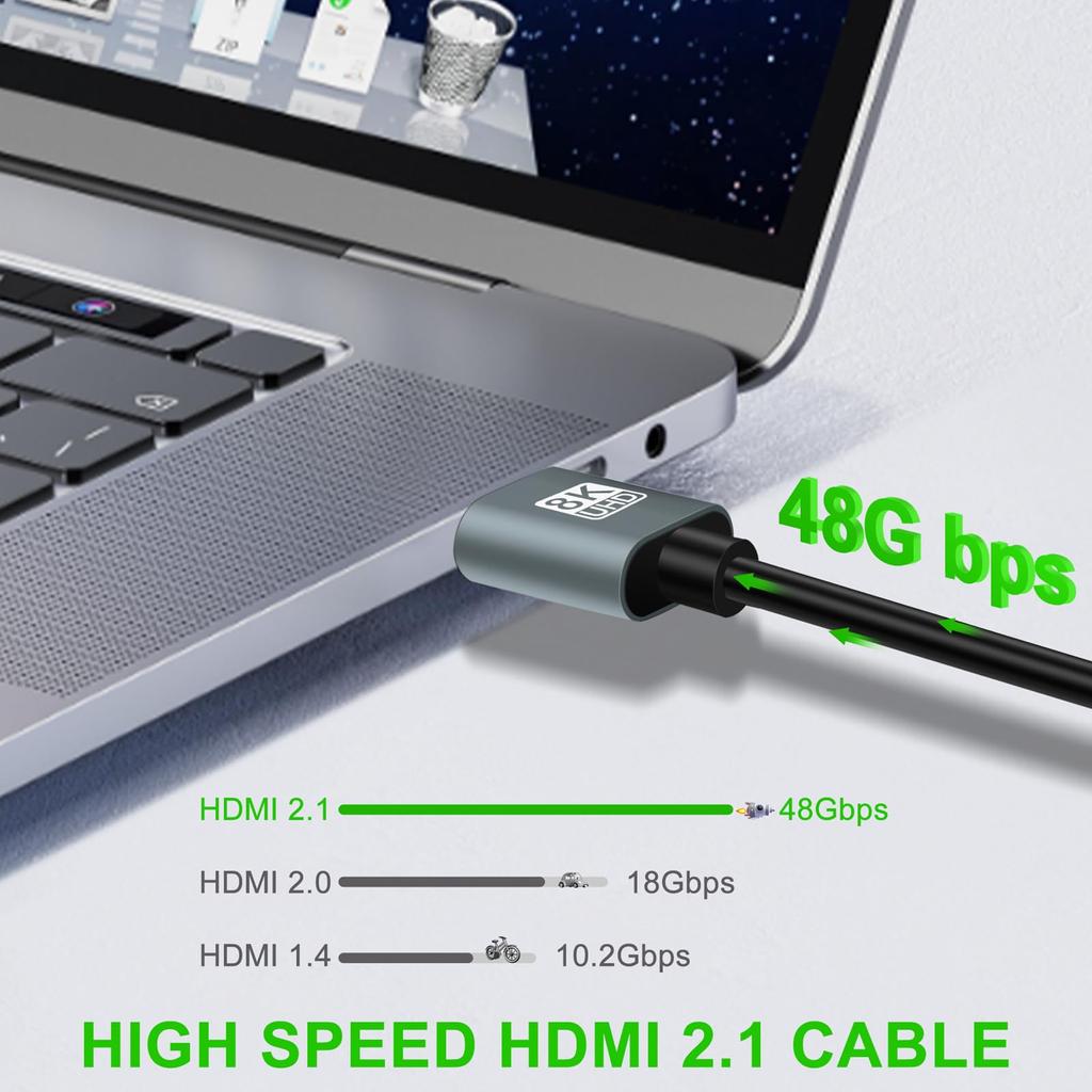 Thsucords Ultra Thin 8K 4K HDMI Cable 1M Slim Flexible Soft High Speed HDMI Lead 48Gbps Compatible with Roku Qualified Billing Available & 2.1