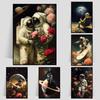 My Space Date Mural My Space Surfing Day Canvas Posters Prints Astronaut's Space Journey Canvas Painting for Home Room Decor