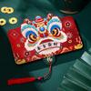 Red Envelope Happiness Chinese New Year Red Pocket Foldable 6 Card Slot Red Bag for Spring Festival Decor