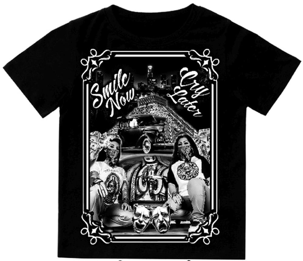Мужская футболка унисекс Shaka Wear с принтом "Улыбайся сейчас, плачь потом", тяжелый хлопок