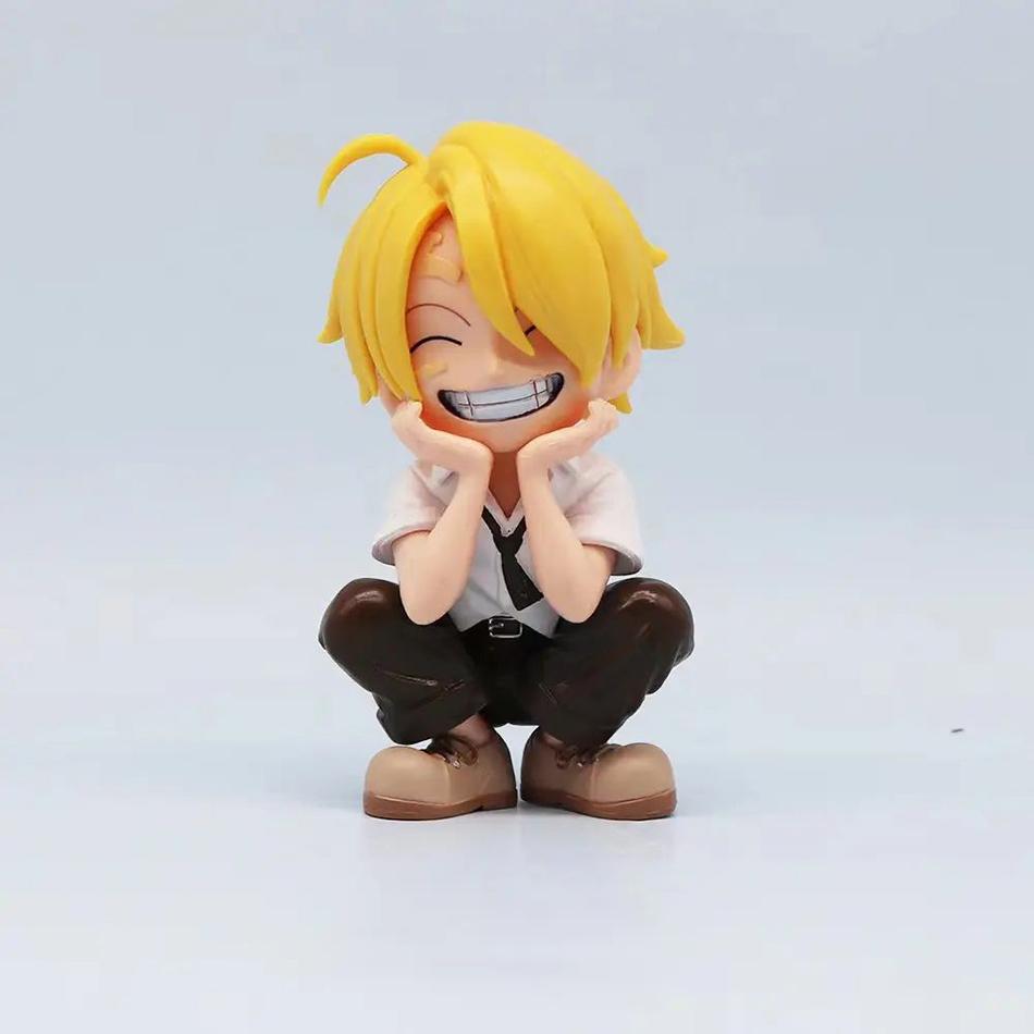 Серия Аниме-Мерчандайза One Piece Луффи Зоро Санджи Q-Версия Сидячая Поза Детская Модель Фигурка Игрушка Подарок Коллекционные Предметы
