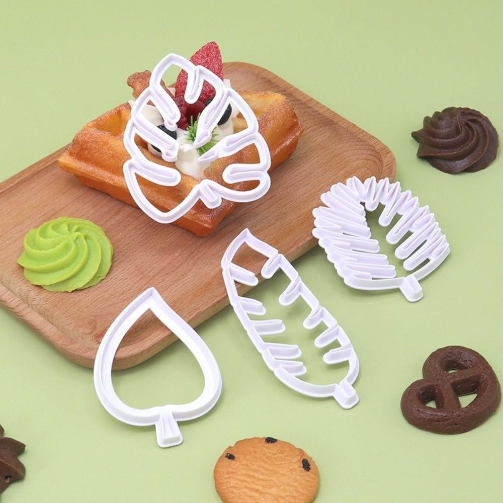 4PCS Raised Edges Fondant Cutters Non-Stick Leaf Cutters Durable Cutting Mold Cookie Making