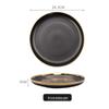 10-inch matte black gold rim shallow plate