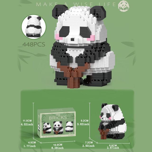 Mini Cute Creative Panda Micro Building Blocks 3D Diamond Model Animals Bricks DIY City Construction Toys for Children Kids Gift