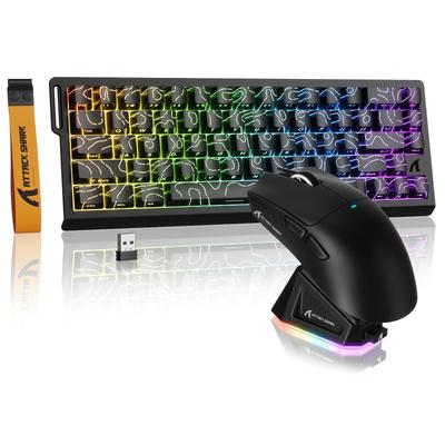 Игровая клавиатура и мышь MAMBASNAKE x ATTACK SHARK X68PROHE X11 Rapid Trigger Magnetic 3 8 кГц PBT Super PAW3311 RGB Магнитная зарядная база Черный