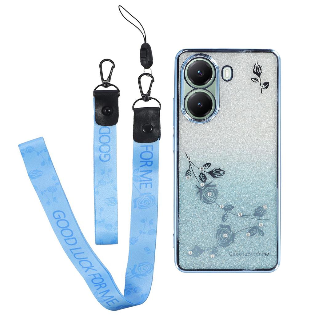 KADEM For Xiaomi Poco X7 Pro 5G Case Flower Pattern TPU Gradient Phone Cover with Lanyards