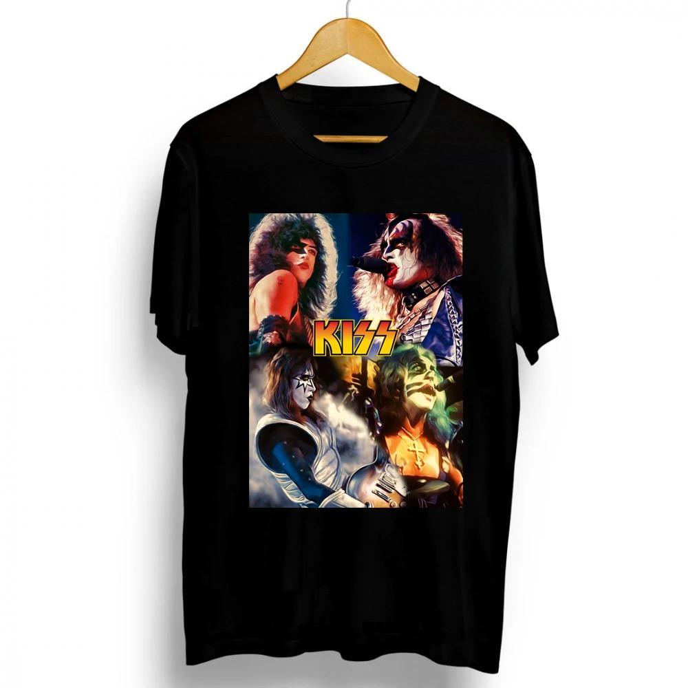 2021 New Fashion Kiss Band Rock Letter Poster Men's T-Shirt Graphics Funny Casual Short Sleeve Round Neck Shirt Hip Hop Tees