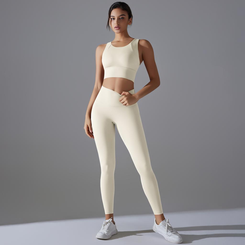 Auroth 2 Piece Yoga Set Women Sport Suits Running Bra High Waist Leggings Fitness Outfit