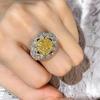 Изысканное регулируемое кольцо с желтым бриллиантом для женщин - Холодная эстетика, Высококачественное, Стойкое к выцветанию ювелирное изделие на указательный палец