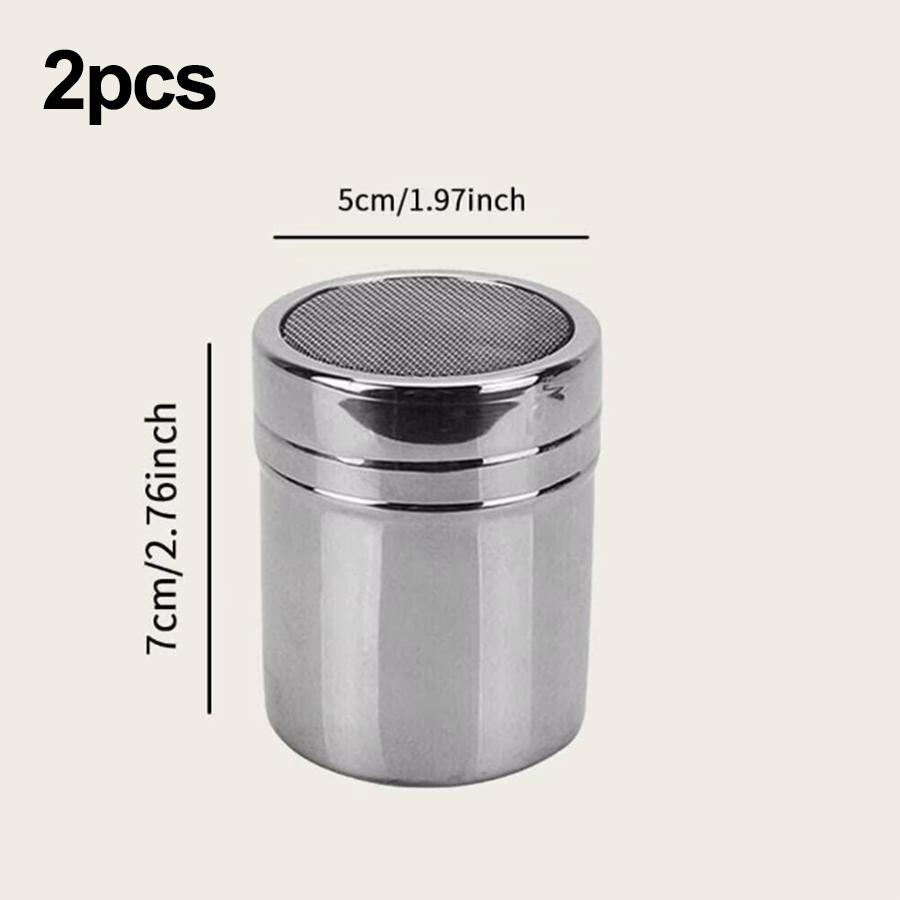 1/2/3pcs-Silver Stainless Steel Mesh Tube Type Salt Shaker Spice Jar Salt Sugar Pepper Shaker Box Cocoa Icing Powder