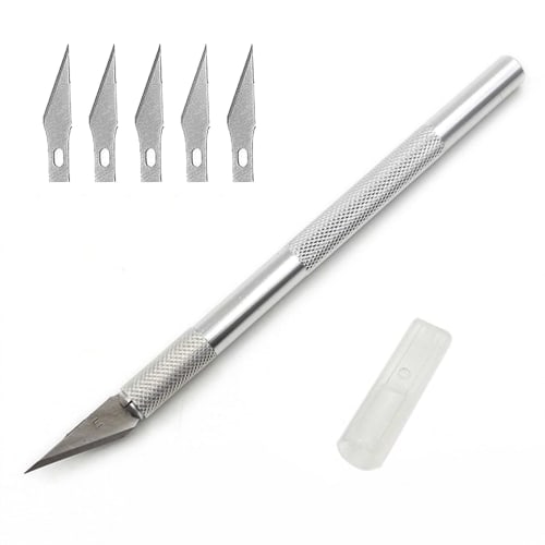 YFFSFDC Art Knife, Design Knife, Paper Cutting Knife, Carving Knife, 5 Replacement Blades, Craft Knife, Eraser, Stamps, Plastic Models, Art Supplies,