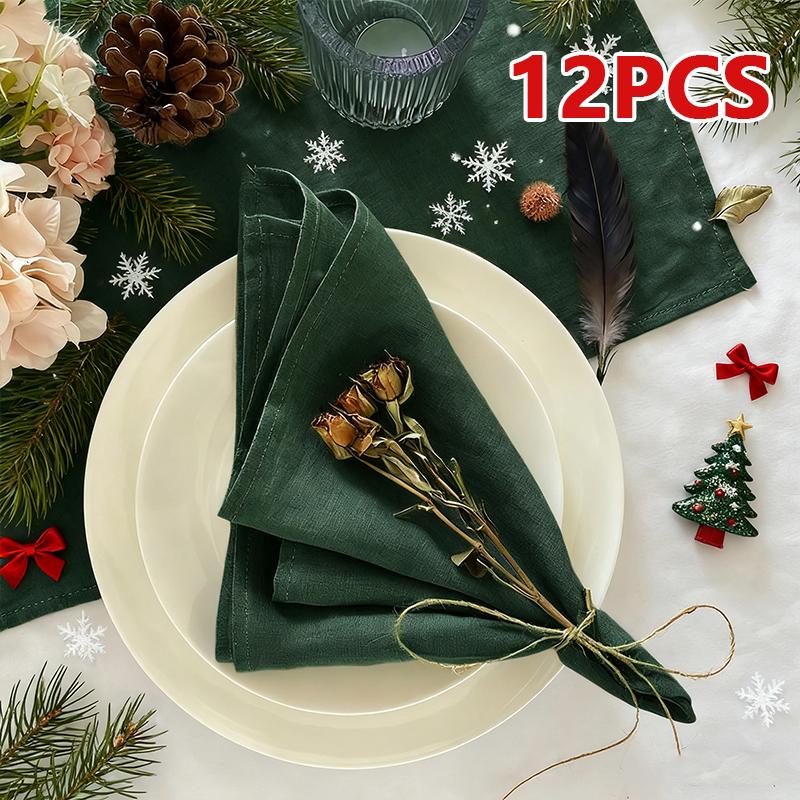 A set of 6/12/24 40x40cm Christmas Party Napkins Suitable for Kitchen Dining Wedding Decoration and Holiday Decorations