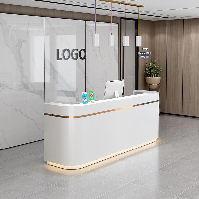 Compact Faux Marble Reception Desk for Salon or Retail