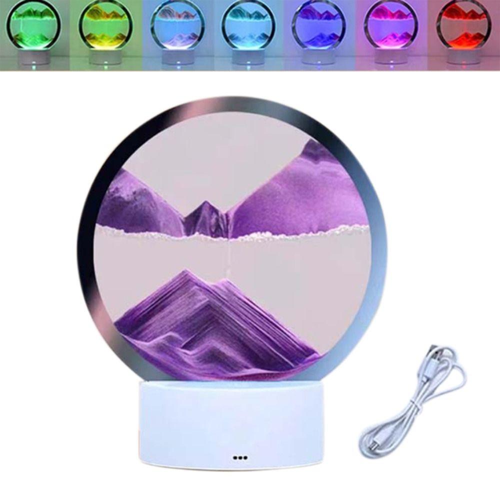 Colors 3D Sea Display Decoration Quicksand Painting Hourglass Light Desktop Ornament Sandscape Lamp