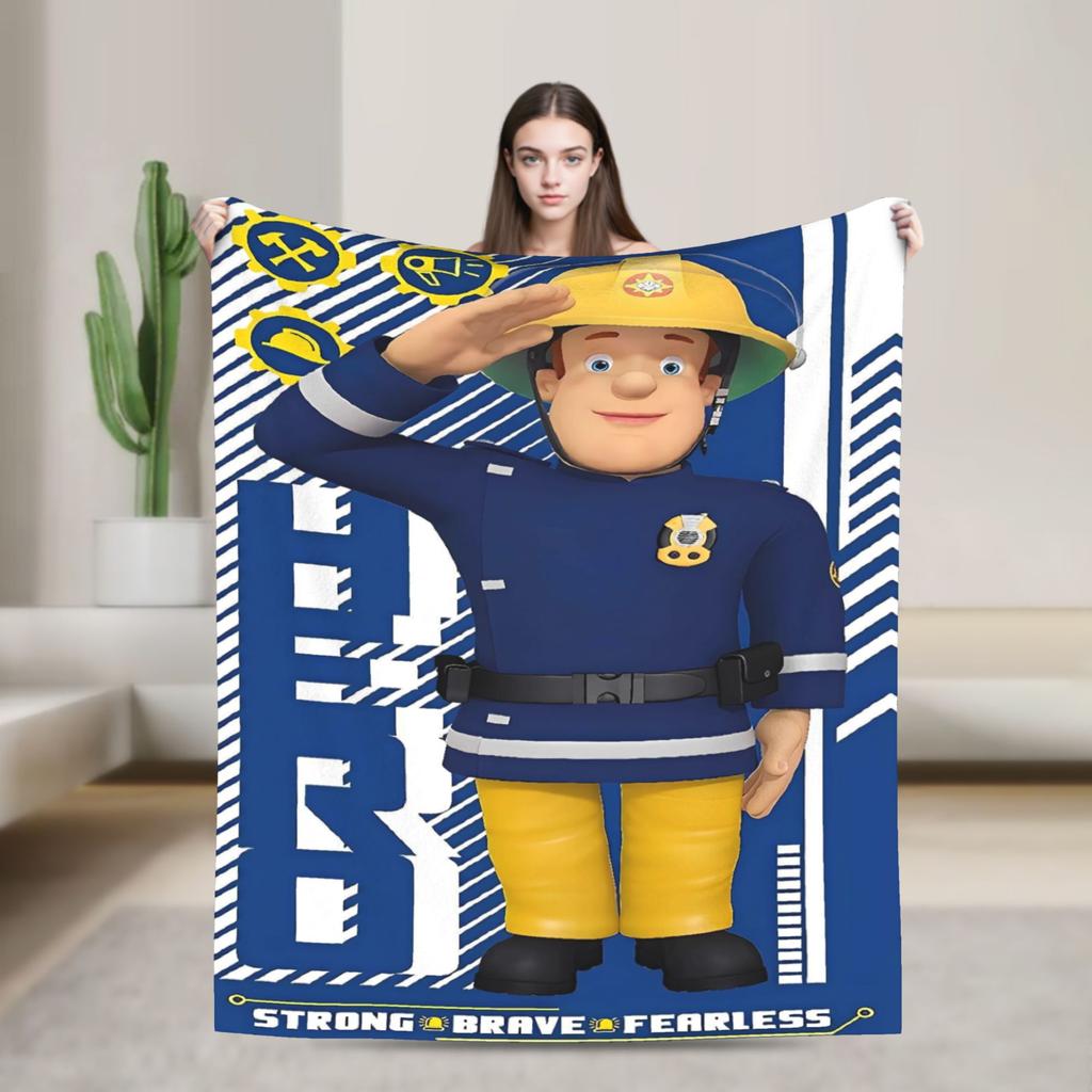 Firemans Sams Flannel Blanket Winter Super Warm Throw Blanket for Girls Boys Outdoor Pattern Bedspread Sofa Bed Cover