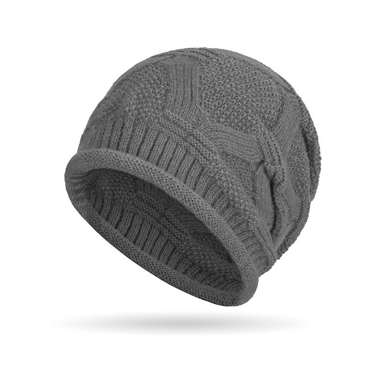 Осенне-зимняя теплая вязаная шапка для мужчин и женщин с узором из конопли, эластичная завитая шерстяная шапка