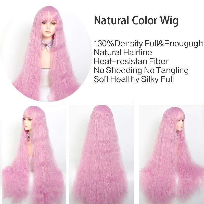 40-дюймовый синтетический длинный вьющийся парик для косплея с челкой, светло-русый, красный, синий, милый парик Лолиты, женские парики для косплея на Хэллоуин