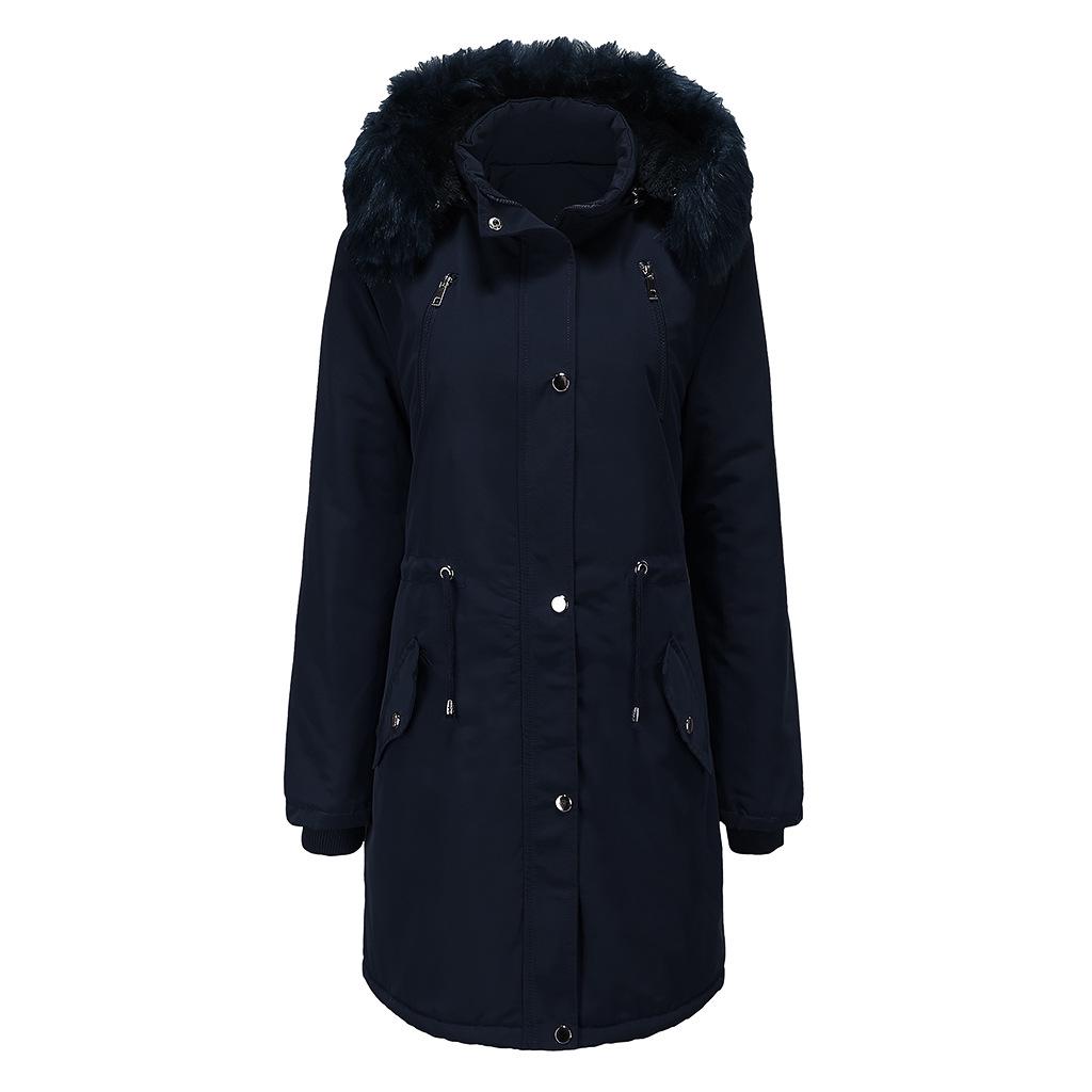 Среднего и большого размера с капюшоном съемный зимнее теплое бархатное пальто хлопковое пальто для женщин