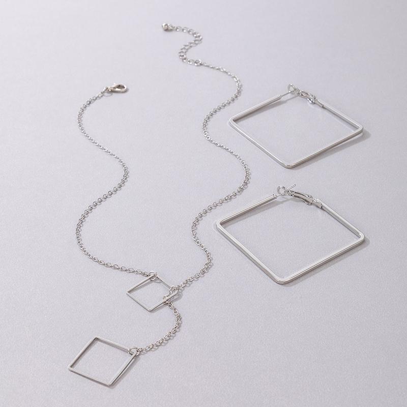 Элегантные линии геометрические позолоченные квадратные серьги женские украшения изящное ожерелье с подвеской на цепочке комплекты бижутерии высокого класса