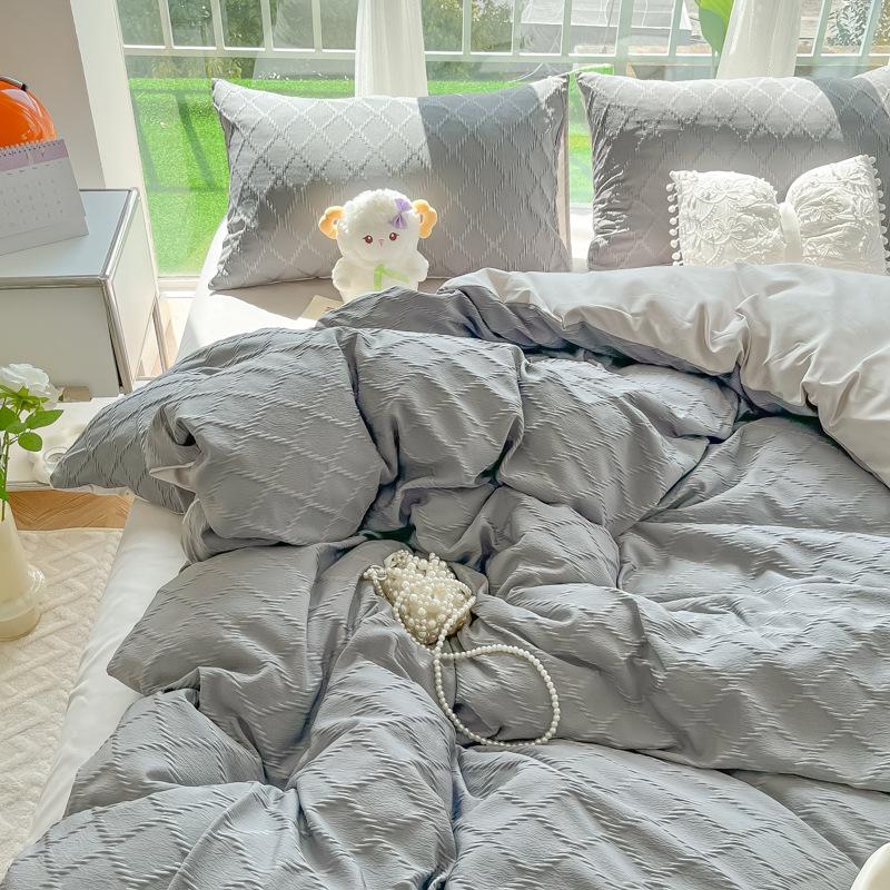 Покрывало из жаккардового стеганого одеяла с ромбовидной сеткой, комплект из четырех предметов, постельное белье, однотонная односпальная простыня, комплект из трех предметов