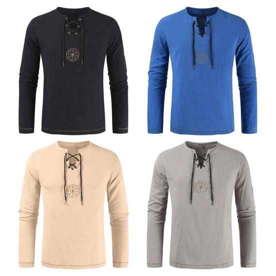 Мужская рубашка Рыцарь Косплей Средневековый костюм Туника Хэллоуин Косплей Костюмы Мужчины Взрослый Викинг Пират Маскировка Необычная одежда Карнавальная рубашка